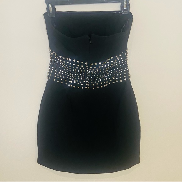 NBD RARE Shoshana Black Mini Dress with Crystal Embellished Waist - Picture 5 of 9